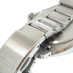 シチズン アテッサ エコドライブ ソーラー 電波 腕時計 チタン H610-T015581 ブラック 黒文字盤 0594【中古】CITIZEN メンズ