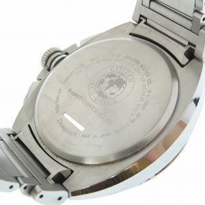 シチズン アテッサ エコドライブ ソーラー 電波 腕時計 チタン H610-T015581 ブラック 黒文字盤 0594【中古】CITIZEN メンズ