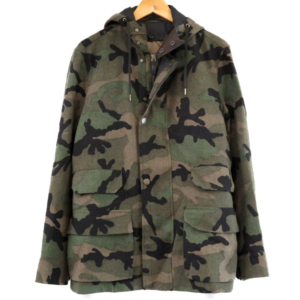 美品 ヴァレンティノ カモフラージュ ジャケット コート 迷彩 ウール サイズ46 ライナー付 0714【中古】VALENTINO メンズ