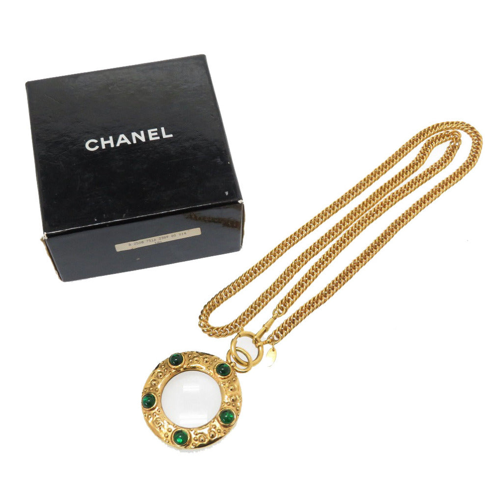 美品 シャネル ルーペ カラーストーン ゴールド ヴィンテージ ゴールド チェーン ネックレス アクセサリー 0765 【中古】 CHANEL