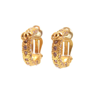 美品 シャネル ストーン ココマーク ゴールド イヤリング アクセサリー 0786 【中古】 CHANEL レディース
