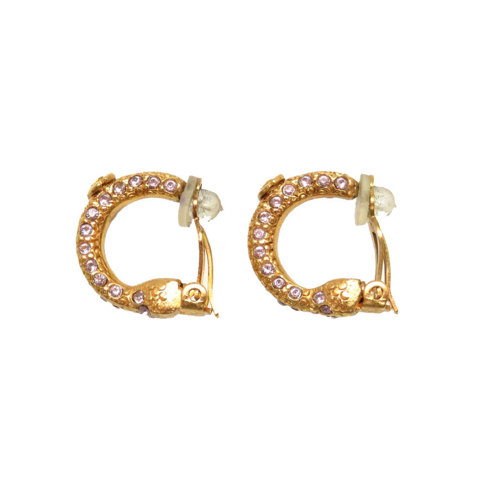 美品 シャネル ストーン ココマーク ゴールド イヤリング アクセサリー 0786 【中古】 CHANEL レディース