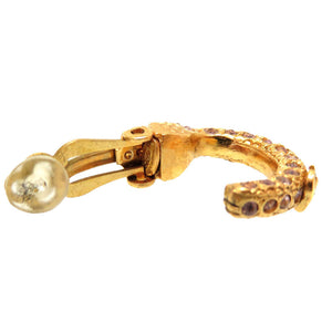 美品 シャネル ストーン ココマーク ゴールド イヤリング アクセサリー 0786 【中古】 CHANEL レディース