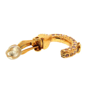 美品 シャネル ストーン ココマーク ゴールド イヤリング アクセサリー 0786 【中古】 CHANEL レディース