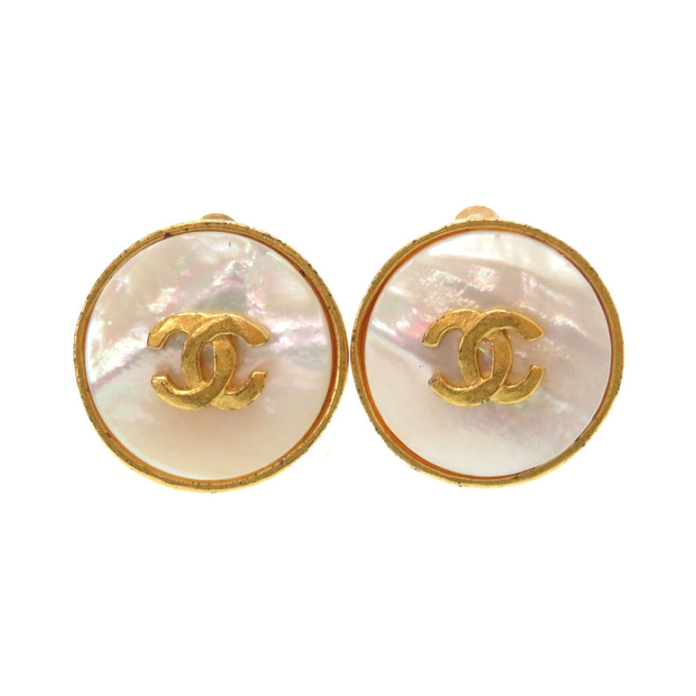 美品 シャネル ヴィンテージ シェル ココマーク 95A ゴールド イヤリング アクセサリー 0794 【中古】 CHANEL