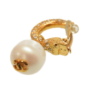 美品 シャネル ヴィンテージ フェイクパール ストーン ココマーク 01P ゴールド イヤリング アクセサリー 0125 【中古】 CHANEL