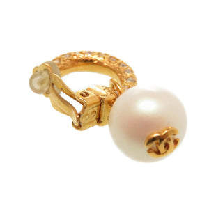 美品 シャネル ヴィンテージ フェイクパール ストーン ココマーク 01P ゴールド イヤリング アクセサリー 0125 【中古】 CHANEL