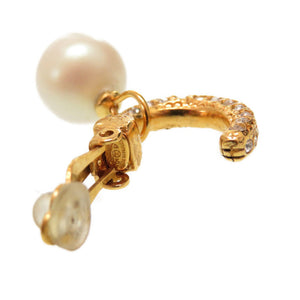 美品 シャネル ヴィンテージ フェイクパール ストーン ココマーク 01P ゴールド イヤリング アクセサリー 0125 【中古】 CHANEL