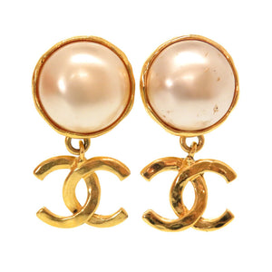 シャネル ヴィンテージ 93A ココマーク フェイクパール イヤリング アクセサリー 0052 【中古】 CHANEL