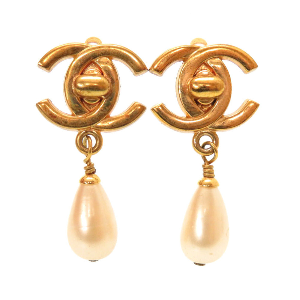 美品 シャネル ヴィンテージ フェイクパール ココマーク ターンロック 95P イヤリング アクセサリー0054 【中古】 CHANEL