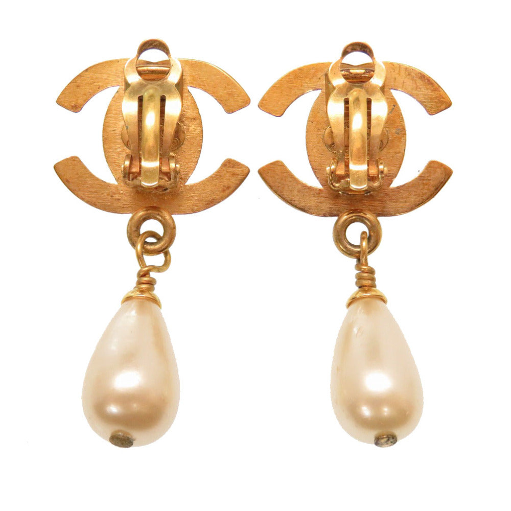 美品 シャネル ヴィンテージ フェイクパール ココマーク ターンロック 95P イヤリング アクセサリー0054 【中古】 CHANEL