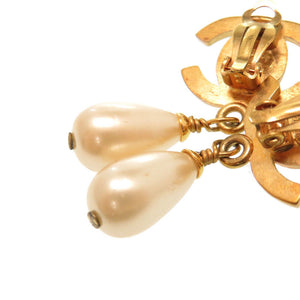 美品 シャネル ヴィンテージ フェイクパール ココマーク ターンロック 95P イヤリング アクセサリー0054 【中古】 CHANEL