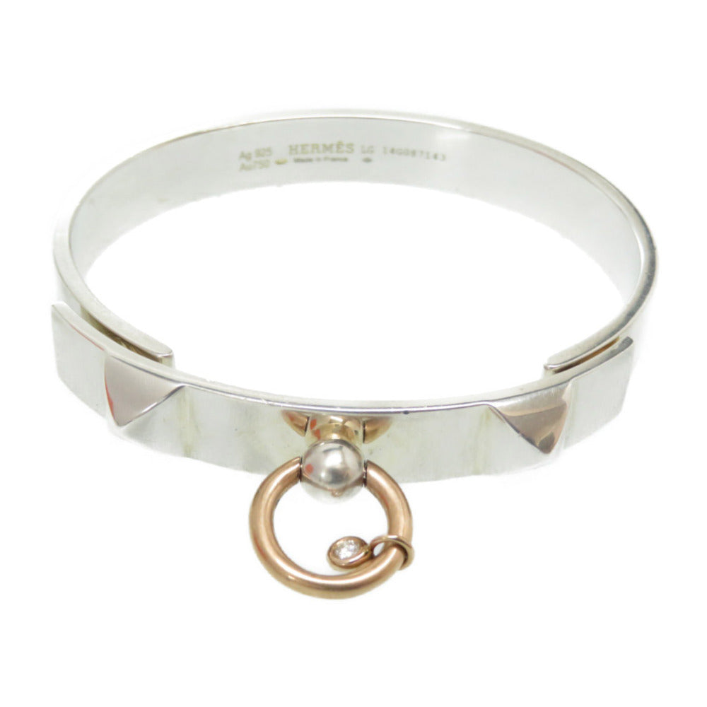 美品 エルメス K18PG/シルバー925/ダイヤ コリエ ド シアン バングル K18ピンクゴールド ダイヤモンド アクセサリー 0068【中古】HERMES レディース