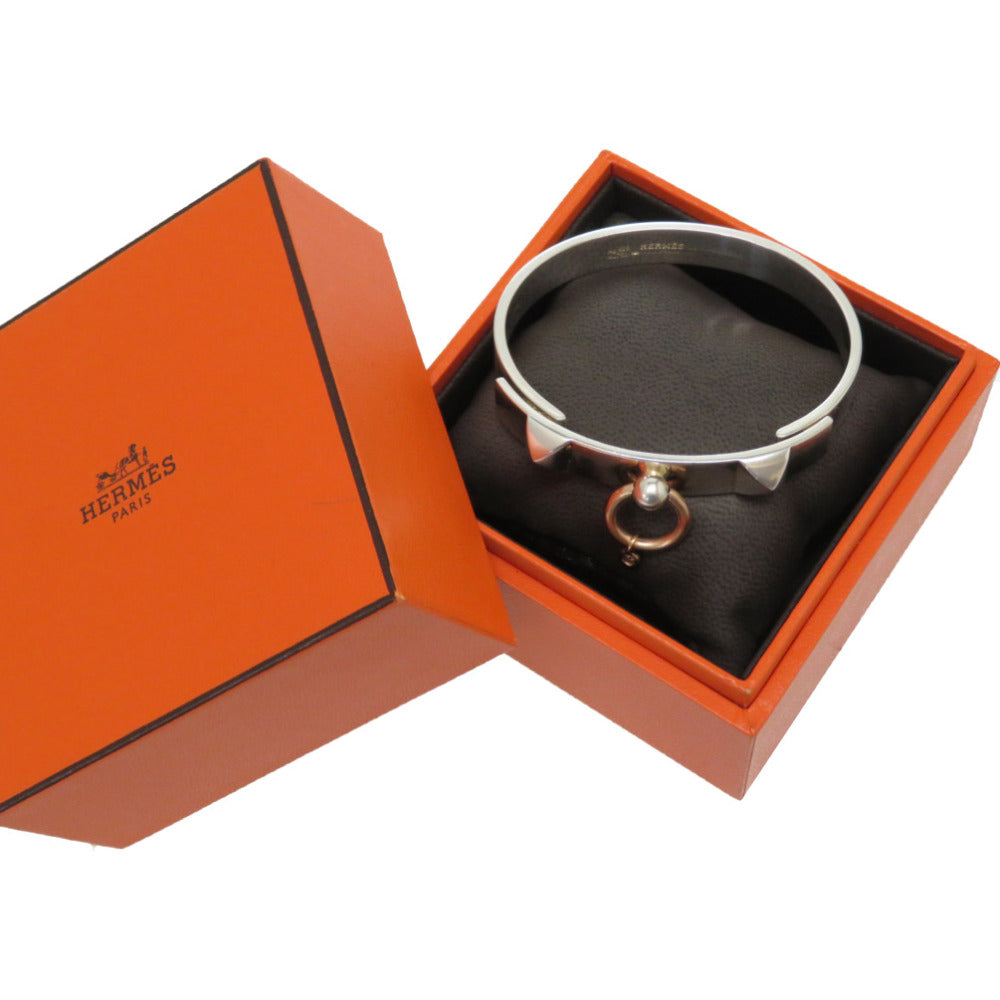 美品 エルメス K18PG/シルバー925/ダイヤ コリエ ド シアン バングル K18ピンクゴールド ダイヤモンド アクセサリー 0068【中古】HERMES レディース