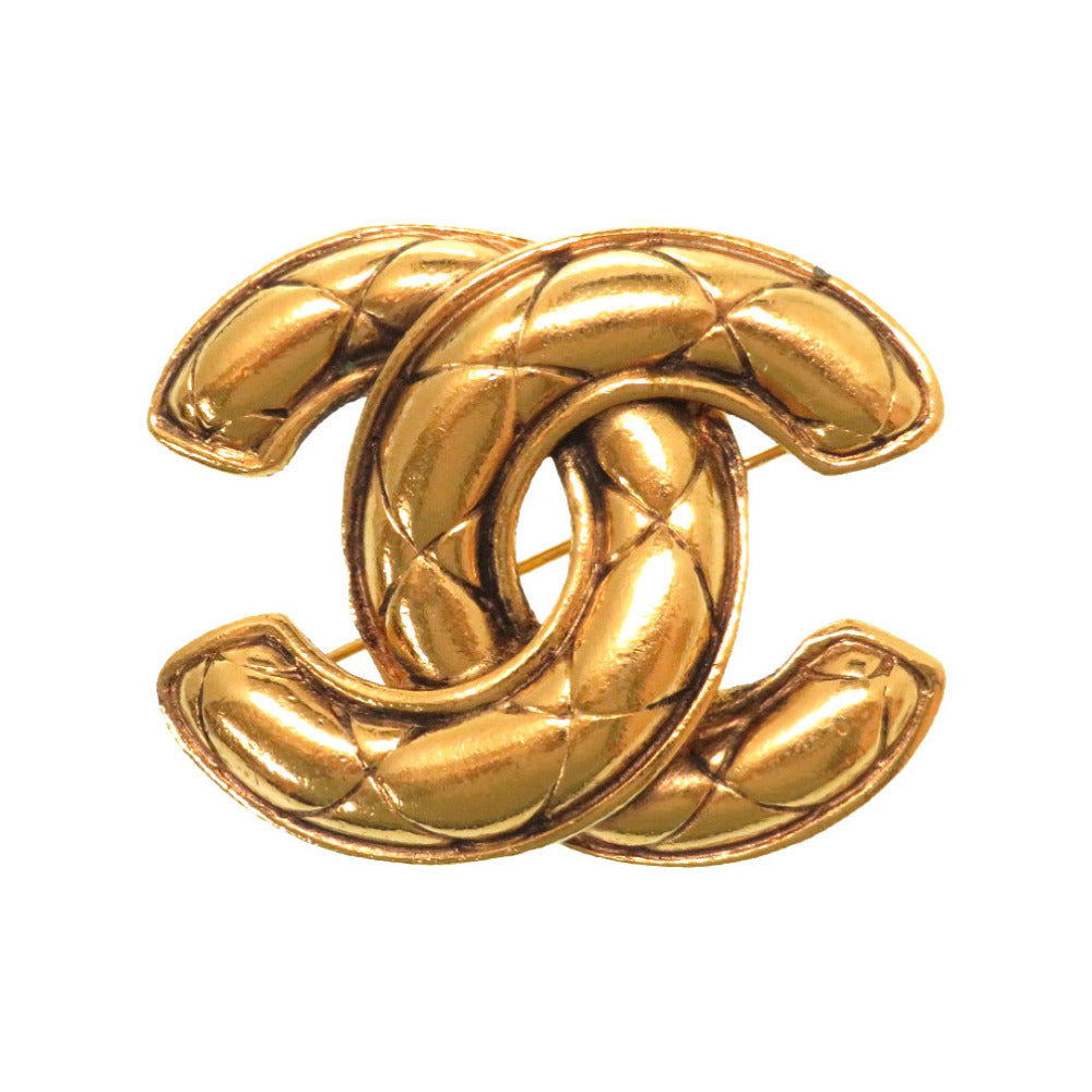 シャネル ヴィンテージ ココマーク マトラッセ ゴールド ブローチ アクセサリー 0087 【中古】 CHANEL