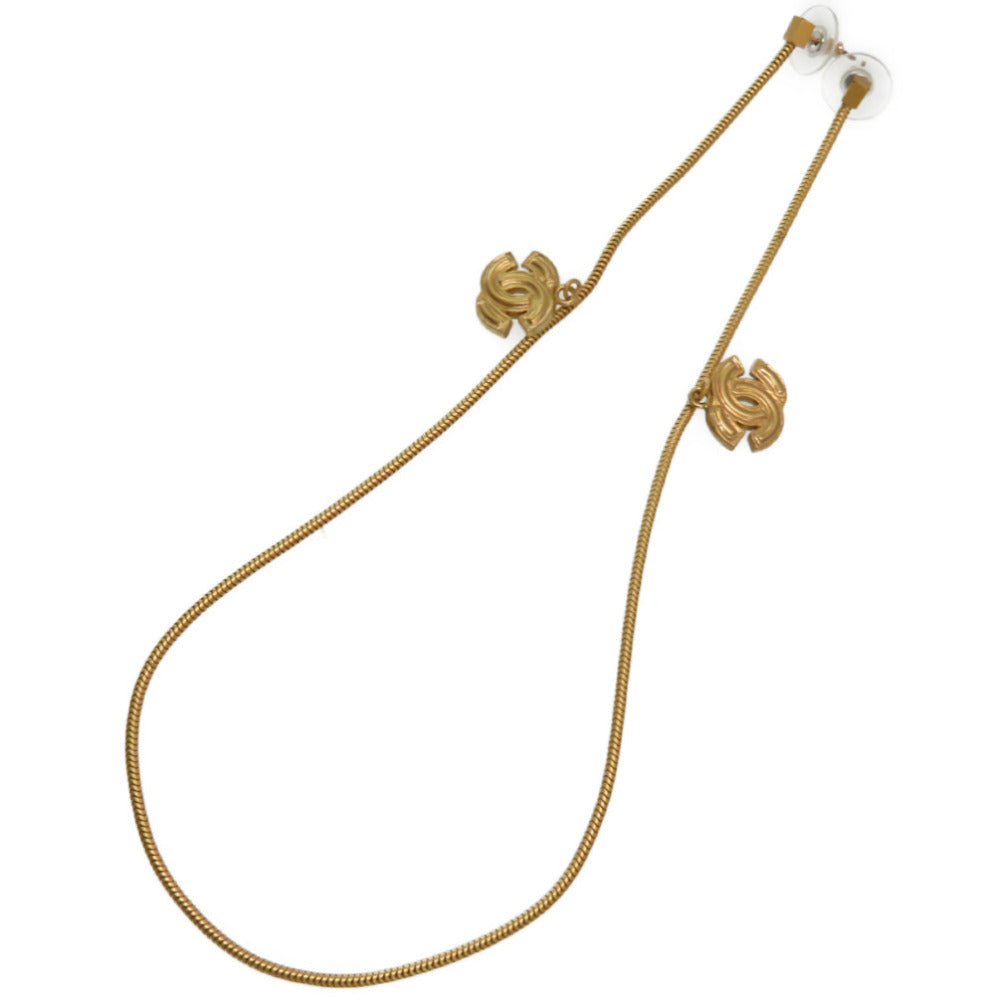 美品 シャネル ココマーク ワイヤー チェーン ピアス ゴールド ヴィンテージ 01P刻印 アクセサリー 0093【中古】CHANEL