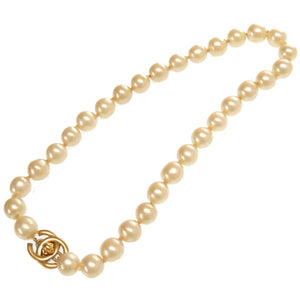 シャネル ココマーク ターンロック パール ネックレス フェイクパール ゴールド金具 アクセサリー ヴィンテージ 0095【中古】CHANEL