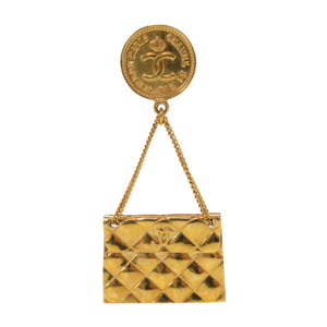 美品 シャネル マトラッセ バッグ ゴールド ブローチ ヴィンテージ 96P刻印 アクセサリー 0096【中古】CHANEL