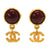 美品 シャネル ココマーク カラーストーン ゴールド イヤリング ワインレッド アクセサリー 0097【中古】CHANEL