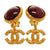 美品 シャネル ココマーク カラーストーン ゴールド イヤリング ワインレッド アクセサリー 0097【中古】CHANEL