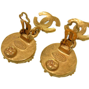 美品 シャネル ココマーク カラーストーン ゴールド イヤリング ワインレッド アクセサリー 0097【中古】CHANEL