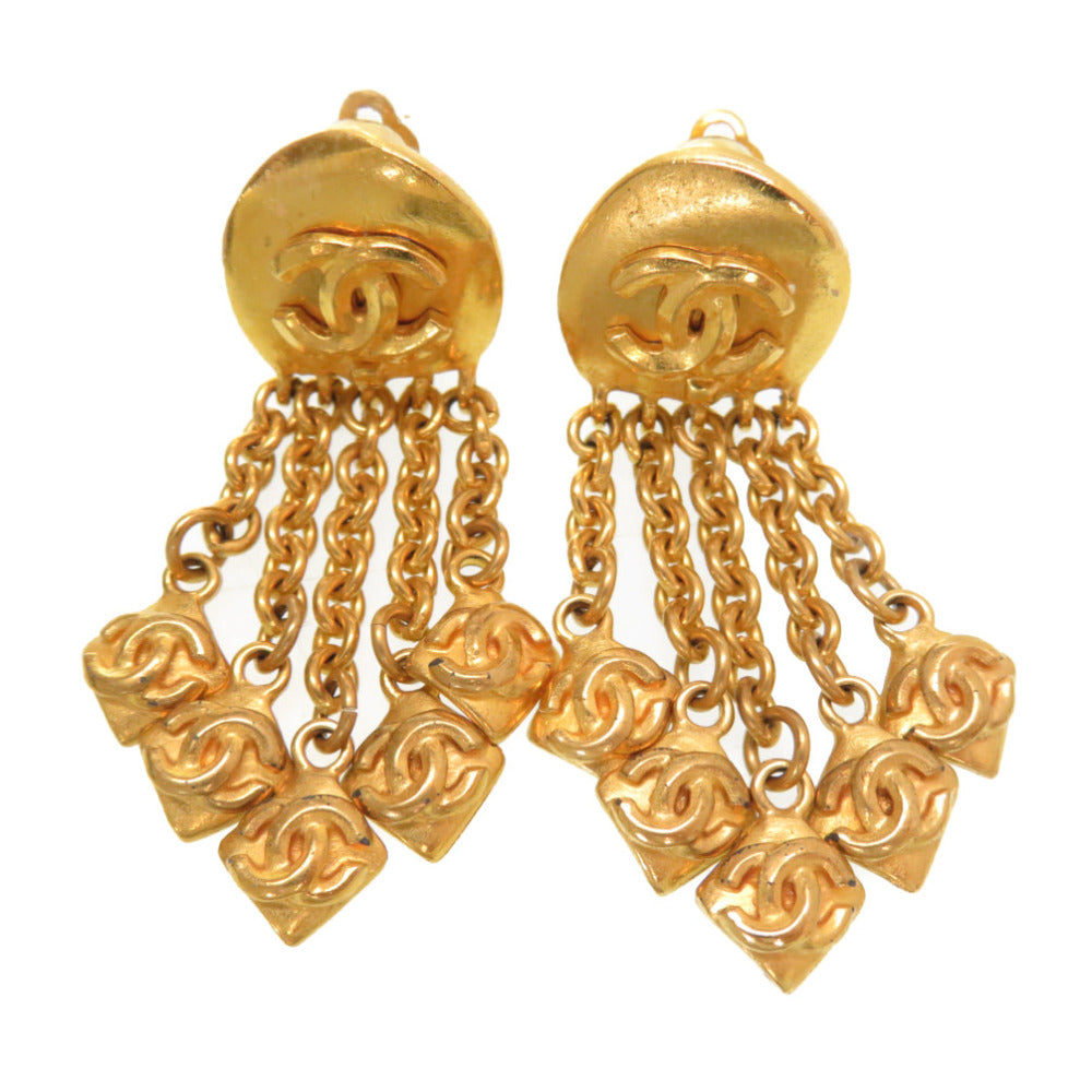 美品 シャネル ココマーク フリンジ ゴールド イヤリング ヴィンテージ 96P刻印 アクセサリー 0101【中古】CHANEL