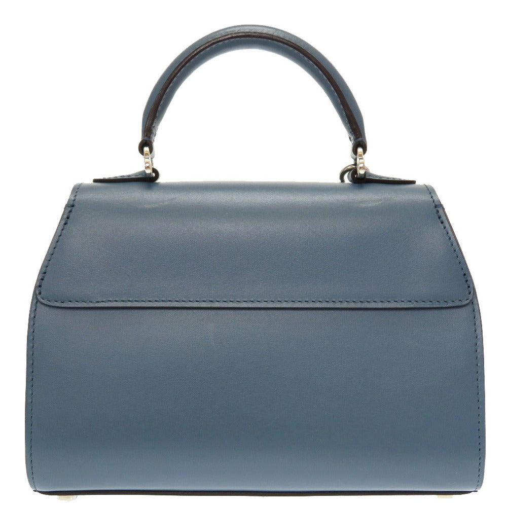 美品 モワナ Mini Rejane 2WAY ショルダー ハンドバッグ レザー ブルー ショルダーストラップ 0107【中古】MOYNAT