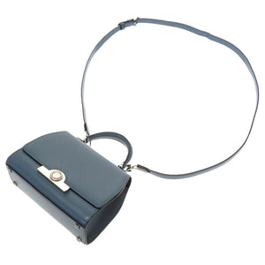 美品 モワナ Mini Rejane 2WAY ショルダー ハンドバッグ レザー ブルー ショルダーストラップ 0107【中古】MOYNAT