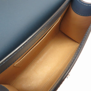 美品 モワナ Mini Rejane 2WAY ショルダー ハンドバッグ レザー ブルー ショルダーストラップ 0107【中古】MOYNAT