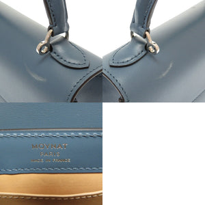 美品 モワナ Mini Rejane 2WAY ショルダー ハンドバッグ レザー ブルー ショルダーストラップ 0107【中古】MOYNAT