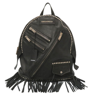美品 ディースクエアード スタッズ レザー ブラック ヴィンテージ加工 リュックサック バックパック バッグ 黒 0067 【中古】 DSQUARED2