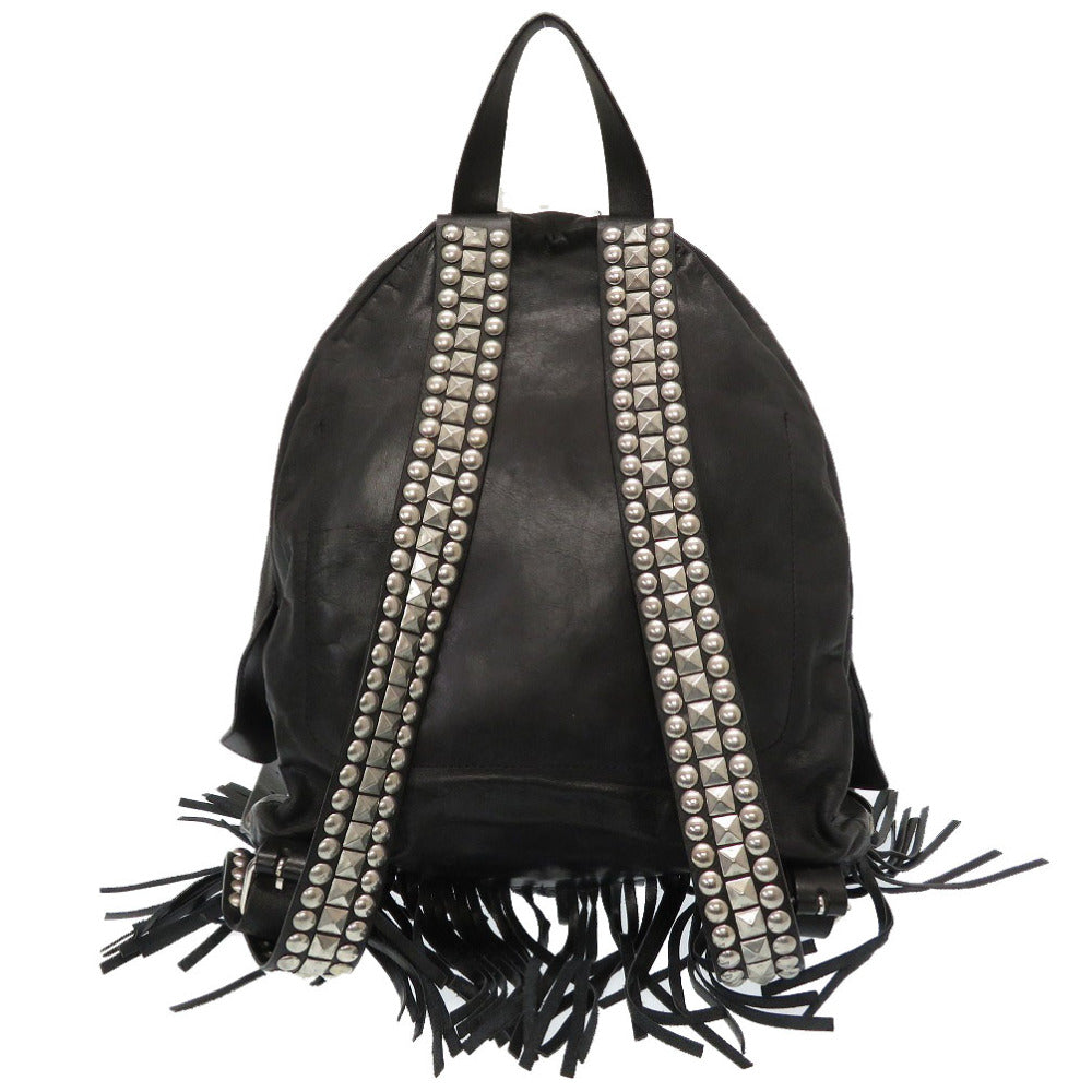 美品 ディースクエアード スタッズ レザー ブラック ヴィンテージ加工 リュックサック バックパック バッグ 黒 0067 【中古】 DSQUARED2