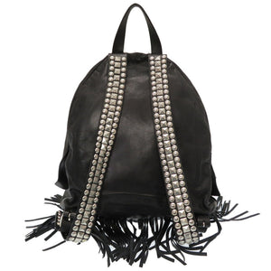 美品 ディースクエアード スタッズ レザー ブラック ヴィンテージ加工 リュックサック バックパック バッグ 黒 0067 【中古】 DSQUARED2