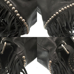 美品 ディースクエアード スタッズ レザー ブラック ヴィンテージ加工 リュックサック バックパック バッグ 黒 0067 【中古】 DSQUARED2