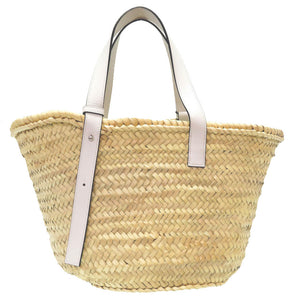 未使用 ロエベ バスケットバッグ カーフ ヤシの葉 ホワイト トートバッグ バッグ 白 0082 【中古】 LOEWE