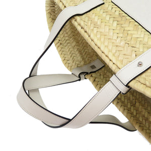 未使用 ロエベ バスケットバッグ カーフ ヤシの葉 ホワイト トートバッグ バッグ 白 0082 【中古】 LOEWE