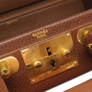 エルメス アルデンヌ ブラウン ゴールド金具 □A刻印 ヴィンテージ アタッシュケース バッグ 茶 0112 【中古】 HERMES