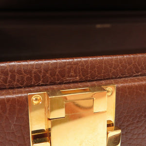 エルメス アルデンヌ ブラウン ゴールド金具 □A刻印 ヴィンテージ アタッシュケース バッグ 茶 0112 【中古】 HERMES
