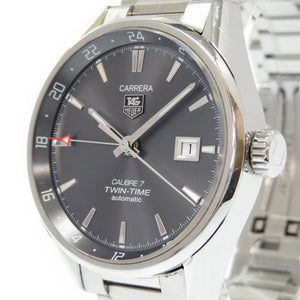 タグホイヤー カレラ ツインタイム キャリバー7 裏スケ WAR2012-0 自動巻き 腕時計 SS グレー文字盤 0007【中古】TAG HEUER メンズ オートマチック AT