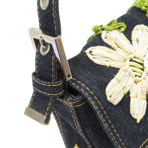 美品 フェンディ デニム マンマバケット 花柄 ショルダーバッグ フラワー 0027【中古】FENDI