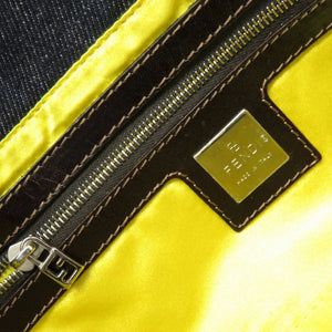 美品 フェンディ デニム マンマバケット 花柄 ショルダーバッグ フラワー 0027【中古】FENDI