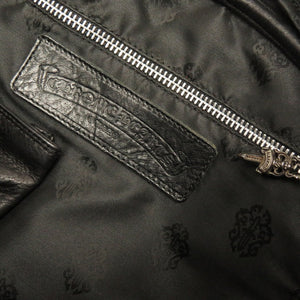 クロムハーツ セメタリークロス フリンジ ジムバッグ デストロイレザー ブラック 黒 0030【中古】CHROME HEARTS