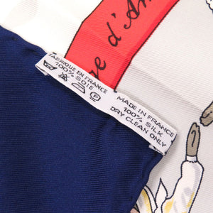 美品 エルメス カレ90 Neige d'Antan 去年の雪 シルク ホワイト スカーフ 白 紺 0037 【中古】 HERMES
