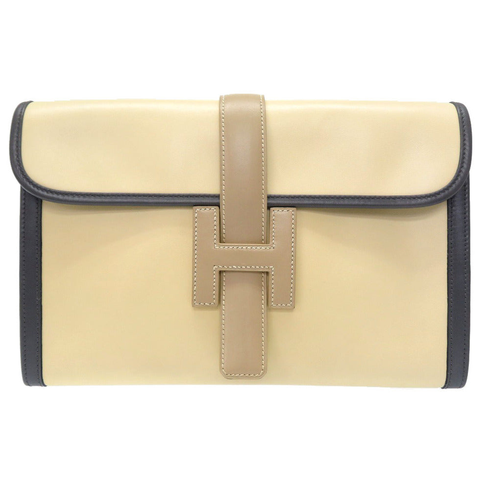 新品同様 エルメス ジジェPM ボックスカーフ ベージュ トリコカラー □D刻印 クラッチバッグ バッグ 0050 【中古】 HERMES