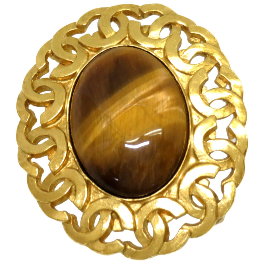 美品 シャネル ストーン ココマーク ブローチ ヴィンテージ ブローチ ブラウン 95A アクセサリー 0051【中古】CHANEL レディース