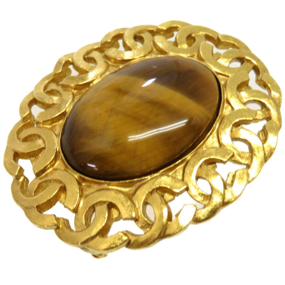 美品 シャネル ストーン ココマーク ブローチ ヴィンテージ ブローチ ブラウン 95A アクセサリー 0051【中古】CHANEL レディース