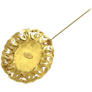 美品 シャネル ストーン ココマーク ブローチ ヴィンテージ ブローチ ブラウン 95A アクセサリー 0051【中古】CHANEL レディース