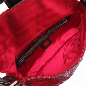 美品 フェンディ ビーズ マンマバケット ショルダー ハンド バッグ レザー レッド 赤 0021【中古】FENDI