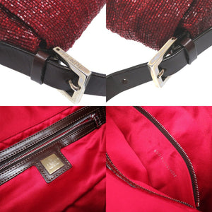 美品 フェンディ ビーズ マンマバケット ショルダー ハンド バッグ レザー レッド 赤 0021【中古】FENDI