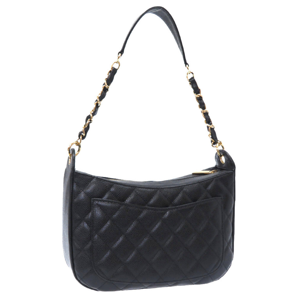 新品同様 シャネル キャビアスキン チェーン ワンショルダーバッグ ブラック ゴールド金具 黒 0022【中古】CHANEL